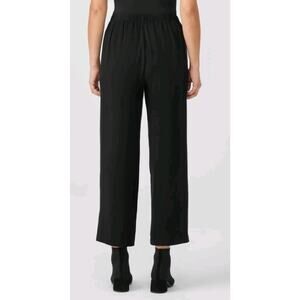 Eileen Fisher Womens Pants Black Size Medium Silk Georgette Crepe Cropped Pant